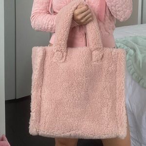 Stand Studio Pink shearling tote bag